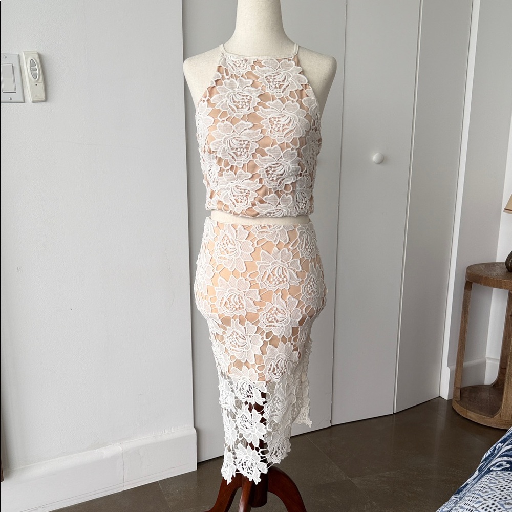 Showpo Cream Lace Two-Piece set